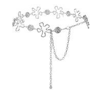 Luvatar - Cinturón de cadena de metal para blusa, vestido, suéter, cinturón de cadena, Plata-t03, M