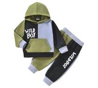 LUVCES Conjunto Ropa Bebe Niño Estampado Letras Sudadera con Capucha y Pantalones 2Pcs Otoño Primavera Conjuntos Set Para Niño Wild Boy Bloque de color 12-18 Meses