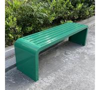LUVEQLSIT Banco de Jardín Metálico para Exterior, Asiento de Acero Inoxidable con Estructura Reforzada,Resistente a la Intemperie, Banco sin Respaldo para Espacios Públicos(Green,100cm/39.3in)