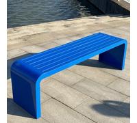 LUVEQLSIT Banco de Jardín Metálico para Exterior, Asiento de Acero Inoxidable con Estructura Reforzada,Resistente a la Intemperie, Banco sin Respaldo para Espacios Públicos(Blauw,150 cm/59in)