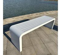 LUVEQLSIT Banco de Jardín Metálico para Exterior, Asiento de Acero Inoxidable con Estructura Reforzada,Resistente a la Intemperie, Banco sin Respaldo para Espacios Públicos(Wit,150 cm/59in)