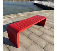 LUVEQLSIT Banco de Jardín Metálico para Exterior, Asiento de Acero Inoxidable con Estructura Reforzada,Resistente a la Intemperie, Banco sin Respaldo para Espacios Públicos(Rosso,180cm/70.8in)