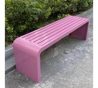 LUVEQLSIT Banco de Jardín Metálico para Exterior, Asiento de Acero Inoxidable con Estructura Reforzada,Resistente a la Intemperie, Banco sin Respaldo para Espacios Públicos(Pink,100cm/39.3in)