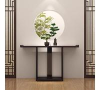 LUVEQLSIT Mesa Consola Estrecha con Estante Almacenamiento Abierto - Decoración Premium Madera Maciza para recibidor y Sala Estar, Mesa Auxiliar Moderna 80 cm para Pasillo.(Nero,140cm/55.1in)