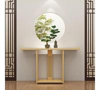 LUVEQLSIT Mesa Consola Estrecha con Estante Almacenamiento Abierto - Decoración Premium Madera Maciza para recibidor y Sala Estar, Mesa Auxiliar Moderna 80 cm para Pasillo.(Giallo,80cm/31.4in)