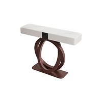 LUVEQLSIT Mesa Consola estriada con Amplio Espacio Almacenamiento, Base Reforzada Doble Anillo y Lujosa Cubierta de Pizarra; Ideal para la decoración del recibidor(Brown+White,150cm/59in)