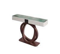 LUVEQLSIT Mesa Consola estriada con Amplio Espacio Almacenamiento, Base Reforzada Doble Anillo y Lujosa Cubierta de Pizarra; Ideal para la decoración del recibidor(Brown+Green,100cm/39.3in)
