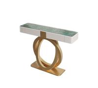 LUVEQLSIT Mesa Consola estriada con Amplio Espacio Almacenamiento, Base Reforzada Doble Anillo y Lujosa Cubierta de Pizarra; Ideal para la decoración del recibidor(Gold+Green,150cm/59in)
