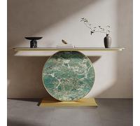 LUVEQLSIT Mesa de Consola Moderna, diseño flotado y Estructura de Hierro Resistente, Mesa de Entrada de Piedra sintética, sofá o Mesa de Centro para Sala de Estar o Pasillo(Green,100cm/39.3in)