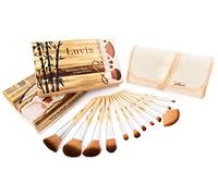 Luvia Cosmetics - Bamboo's Root - Juego de brochas de maquillaje hechas de mango de bambú de alta calidad y pelo Taklon original - 12 cepillos incluyendo una bolsa de lino cuidadosamente diseñada - Vegano - También adecuado para personas con alergia al pelo de mascotas - Regalos de Navidad y Adviento / Regalo para ella