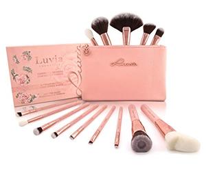 Luvia - Juego de brochas de maquillaje, incluye estuche de maquillaje - oro rosa vintage, 14 pinceles de maquillaje profesionales, color nude/oro rosa, idea de regalo, cosmética vegana