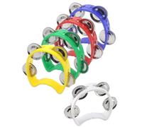 luvilly Paquete de 5 panderetas de plástico, mini campanilla de mano, instrumentos de ritmo musical de percusión, mini pandereta de colores para escuela y fiesta