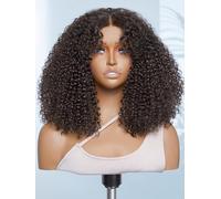 LUVME Peluca de cabello humano rizado Jerry de 40,6 cm, sin pegamento, precortada, en forma de Y, con encaje frontal HD