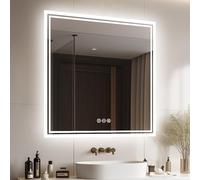 LUVODI Espejo Baño con Luz 80x80: Espejos de Baño Cuadrado Antivaho Pared con Doble Tira de Luz Interruptor Tactil para Casa Lavavo Tocador Vestidor Bathroom Mirror Inteligente Moderno Espelho Banho