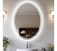 LUVODI Espejo Baño Led Ovalado: Espejo Baño Pared con Luz Led Integrada 50x70 cm Espejo Moderno Antivaho Inteligente Retroiluminado 3 Colores de Luz Regulable Interruptor Tactil para Tocador Lavavo