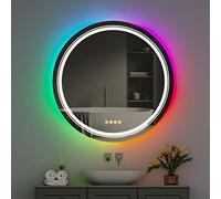 LUVODI Espejo baño Led Redondo: 60cm Espejos Pared Inteligente con luz RGB 8 Colores Regulables Interruptores Tactiles Espelho Retroiluminado Decorativo para Habitacion Cuarto Banho Lavavo Bar