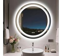 LUVODI Espejo Baño Led Redondo: Espejos de Pared Antivaho 60x60 cm con Doble Luz Led Retroiluminado con Interruptor Tactil Espelho Iluminado sin Marco Inteligente para Casa Lavavo Maquillaje Tocador