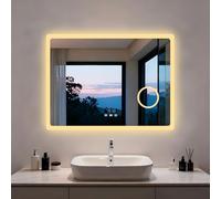 LUVODI Espejo de Baño Pared Bluetooth 60x80 cm con 3X Aumento Luz LED Retroiluminado Espejo Baño Moderno con Interruptor Táctil Función Antivaho Memoria, Impermeable, CRI>97,CE, para Lavavo Tocador
