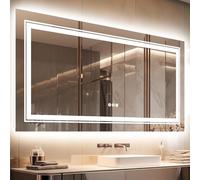 LUVODI Espejos de Baño con LED 105x50cm Espejo Baño LED Antivaho Espejo Led Pared Inteligente Rectangular Impermeable sin Marco con Interruptor Tactil, IP56,CE [Clase de eficiencia energética A+]