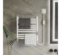 LUVODI Toallero Electrico Baño Blanco con Termostato Rack Calentador para Toallas Pared con Pantalla Tactil, Enchufe, IP 44, 50x59cm