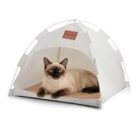 Luvore Tienda de campaña para gatos 2 en 1, casa portátil para mascotas para gatos y cachorros, nido de gatito transpirable, desmontable, lavable, extraíble, cojín de doble cara, 58 x 58 x 48 cm