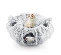 Luvore Túnel para Gatos, Cama Tipo túnel para Gato con Alfombrilla de cojín Donut Forma Circular Plegable extraíble con Agujeros Bolas