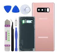 LUVSS Conjunto de cristal trasero para Samsung Galaxy Note 8 N950 de repuesto para panel trasero de cristal + cristal de cámara + carcasa de lente de flash + adhesivo premontado con kit de