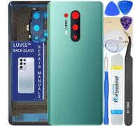 LUVSS Tapa Trasera Vidrio para OnePlus 8 Pro Cubre Bateria con Lente de Cámara Reemplazo Kit de Reparación (Verde)