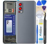 LUVSS Tapa Trasera Vidrio para OnePlus Nord 2 5G Cubre Bateria con Lente de Cámara Reemplazo Kit de Reparación (Gris)