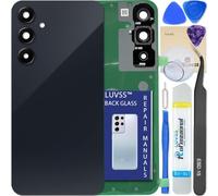LUVSS Tapa Trasera Vidrio para Samsung Galaxy A55 Cubre Bateria con Lente de Cámara Reemplazo Kit de Reparación SM-A556B/DS (Negro)