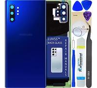 LUVSS Tapa Trasera Vidrio para Samsung Galaxy Note 10+ Plus Cubre Bateria con Lente de Cámara Reemplazo Kit de Reparación SM-N976 N975F -Azul