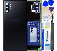 LUVSS Tapa Trasera Vidrio para Samsung Galaxy Note 10+ Plus Cubre Bateria con Lente de Cámara Reemplazo Kit de Reparación SM-N976 N975F -Negro