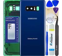LUVSS Tapa Trasera Vidrio para Samsung Galaxy Note 8 Cubre Bateria con Lente de Cámara Reemplazo Kit de Reparación SM-N950 -Azul