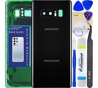 LUVSS Tapa Trasera Vidrio para Samsung Galaxy Note 8 Cubre Bateria con Lente de Cámara Reemplazo Kit de Reparación SM-N950 -Negro