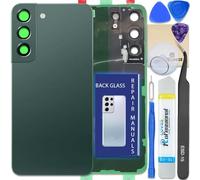LUVSS Tapa Trasera Vidrio para Samsung Galaxy S22 5G Cubre Bateria con Lente de Cámara Reemplazo Kit de Reparación SM-S901B/DS (Verde)