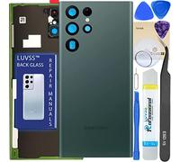 LUVSS Tapa Trasera Vidrio para Samsung Galaxy S22 Ultra Cubre Bateria con Lente de Cámara Reemplazo Kit de Reparación SM-S908 (Verde)
