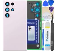 LUVSS Tapa Trasera Vidrio para Samsung Galaxy S23 Ultra Cubre Bateria con Lente de Cámara Reemplazo Kit de Reparación SM-S918B/DS (Morado)