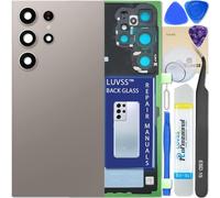 LUVSS Tapa Trasera Vidrio para Samsung Galaxy S24 Ultra Cubre Bateria con Lente de Cámara Reemplazo Kit de Reparación SM-S928B/DS (Gris)