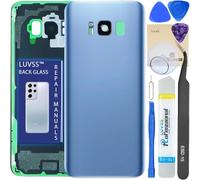 LUVSS Tapa Trasera Vidrio para Samsung Galaxy S8 Cubre Bateria con Lente de Cámara Reemplazo Kit de Reparación SM-G950F (Azul)