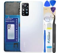 LUVSS Tapa Trasera Vidrio para Xiaomi Redmi Note 11 Pro 5G Cubre Bateria con Lente de Cámara Reemplazo Kit de Reparación (Blanco)