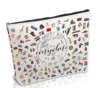 Luvsweets Regalos de viaje para mujeres - Bolsa de maquillaje de regalo de viaje mundial, I Haven't Been Everywhere But It's on My List, bolsa de cosméticos con cremallera, regalos esenciales de viaje