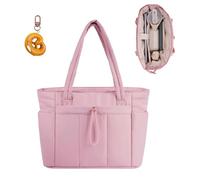 Luvtoo The Ultimate Puffer Tote Bag, Luvtoo Puffer Tote Bag, Large Quilted Handbag with Compartments and Zip for Work School Office and Travel (Pink)