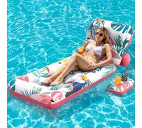 LUVTOY Colchoneta Piscina Adultos con Respaldo Ajustable, Flotador con Soporte Flotante para Bebidas, Ideal para Piscinas Lagos Playas y para Tomar el Sol, Sillon Hinchable para Niños y Adultos