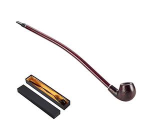 LUWANZ Pipas de tabaco Pipa de fumar larga de madera Tabaco de pipa para fumar con escultura tradicional con cajas regalo