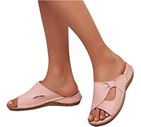 LUWAY Chanclas ortopédicas para Mujer, Soporte de Arco, Sandalias cómodas para Caminar, Fascitis Plantar, pies Planos, talón, Dolor, corrección de juanetes,Rosado,US6/EU37