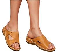 LUWAY Chanclas ortopédicas para Mujer, Soporte de Arco, Sandalias cómodas para Caminar, Fascitis Plantar, pies Planos, talón, Dolor, corrección de juanetes,Marrón,US7/EU38