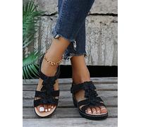 LUWAY Sandalias de Mujer Verano 2022 Zapatos Femeninos Mujer Peep-Toe Wedge Sandalias cómodas Sandalias Planas Sandalias Femeninas de Talla Grande,Negro,US8/EU40