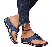 LUWAY Sandalias ortopédicas con Correa para Caminar para Mujer Soporte para el Arco Chanclas cómodas Fascitis Plantar Pies Planos Talón Dolor Juanete Corrección Calzado,Azul,US8/EU40