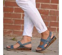 LUWAY Sandalias Ortopedicas Mujer, Sandalias de Plataformas Mujeres Cómodo Sandalias con Punta Abierta Zapatos de Viaje Verano Playa,Azul,US7.5/EU39