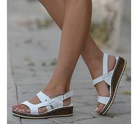 LUWAY Sandalias Ortopedicas Mujer, Sandalias de Plataformas Mujeres Cómodo Sandalias con Punta Abierta Zapatos de Viaje Verano Playa,Blanco,US6/EU37